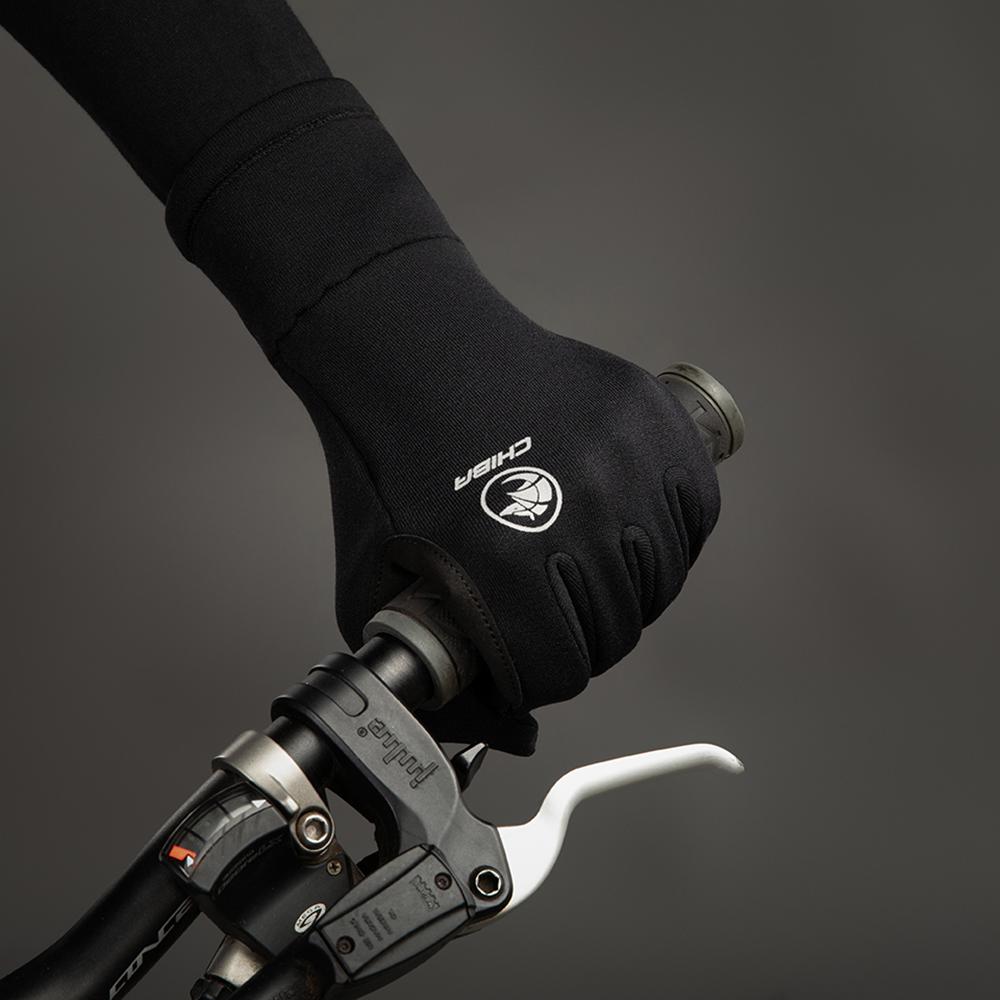 CHIBA Polarfleece - Radhandschuhe XS schwarz, Polartec-Fleece, Touchfinger, Silikondruck