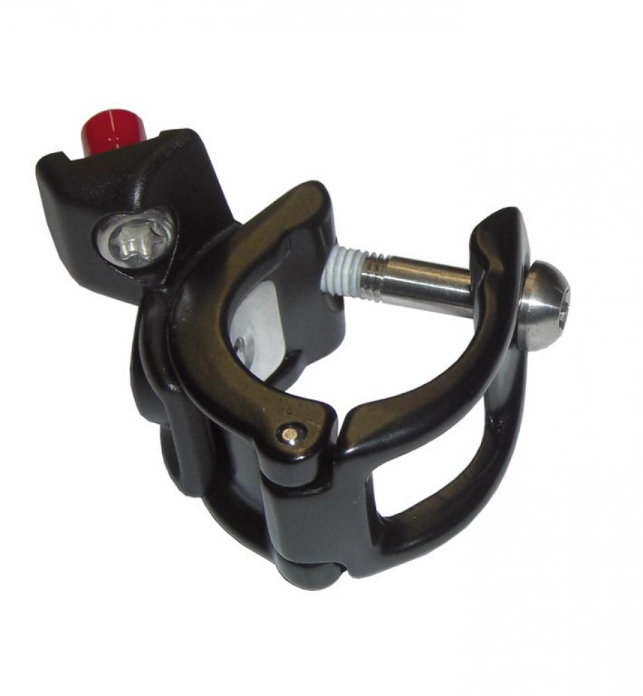 Schwarze Avid MatchMaker X Fahrrad-Befestigungsschelle für linken Brems-Schalthebel mit Schrauben.