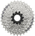 Silberne Shimano Acera CS-HG201 9-fach Fahrradkassette 11-32 Zähne mit Hyperglide Zahnkranz.