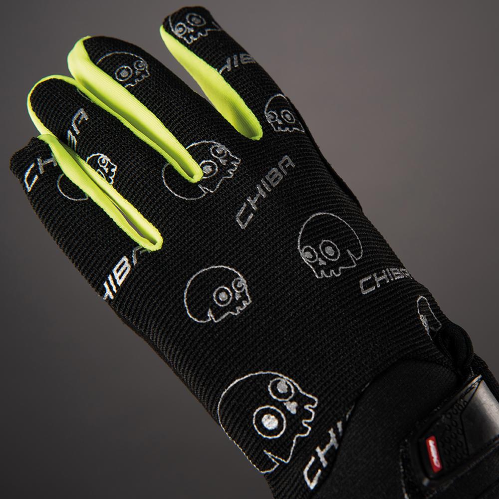 CHIBA Bones - Radhandschuhe L schwarz/neongel, atmungsaktiv, Touchfinger, gepolstert