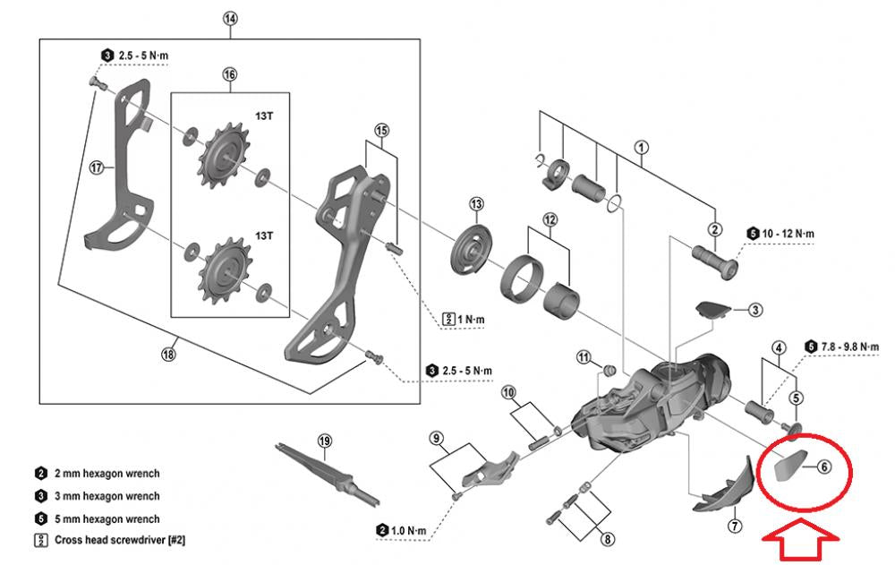 SHIMANO Typenschild für RD-M9250 XTR