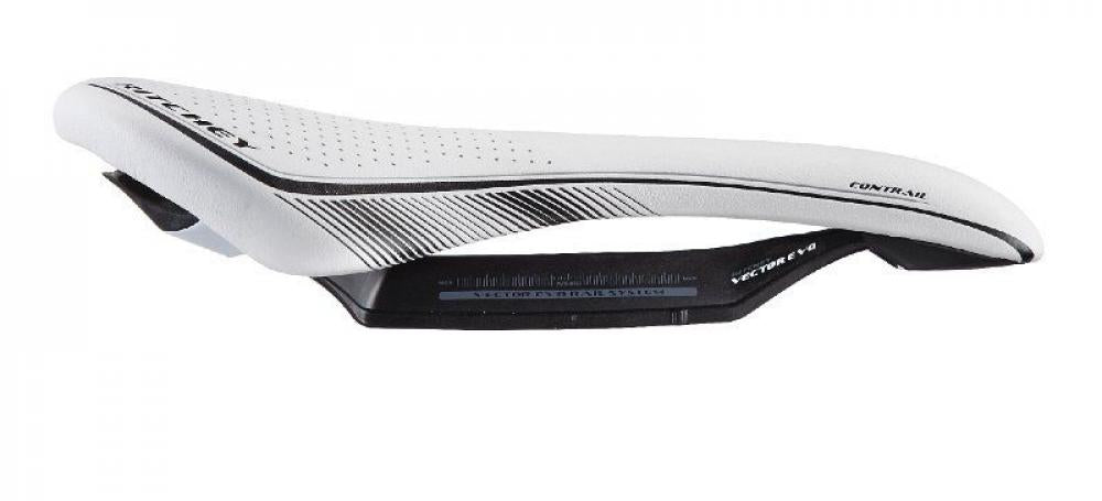 Weißer Ritchey WCS Contrail Vector Evo Fahrradsattel (280x142mm) mit Vector Evo Rail System.