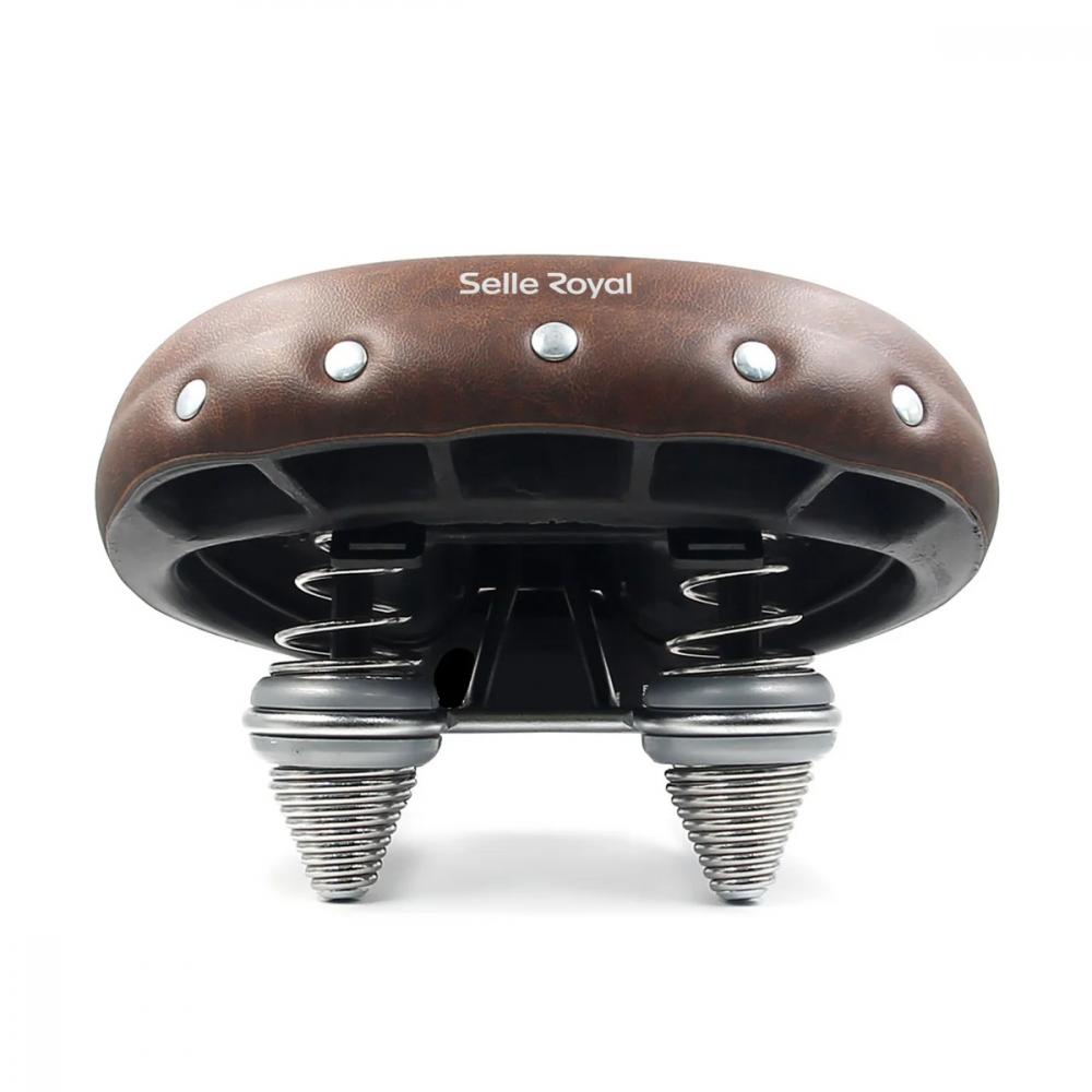 Selle Royal Drifter Plus Relaxed Unisex City-Komfortsattel braun mit doppelten Federn und Metallnieten.