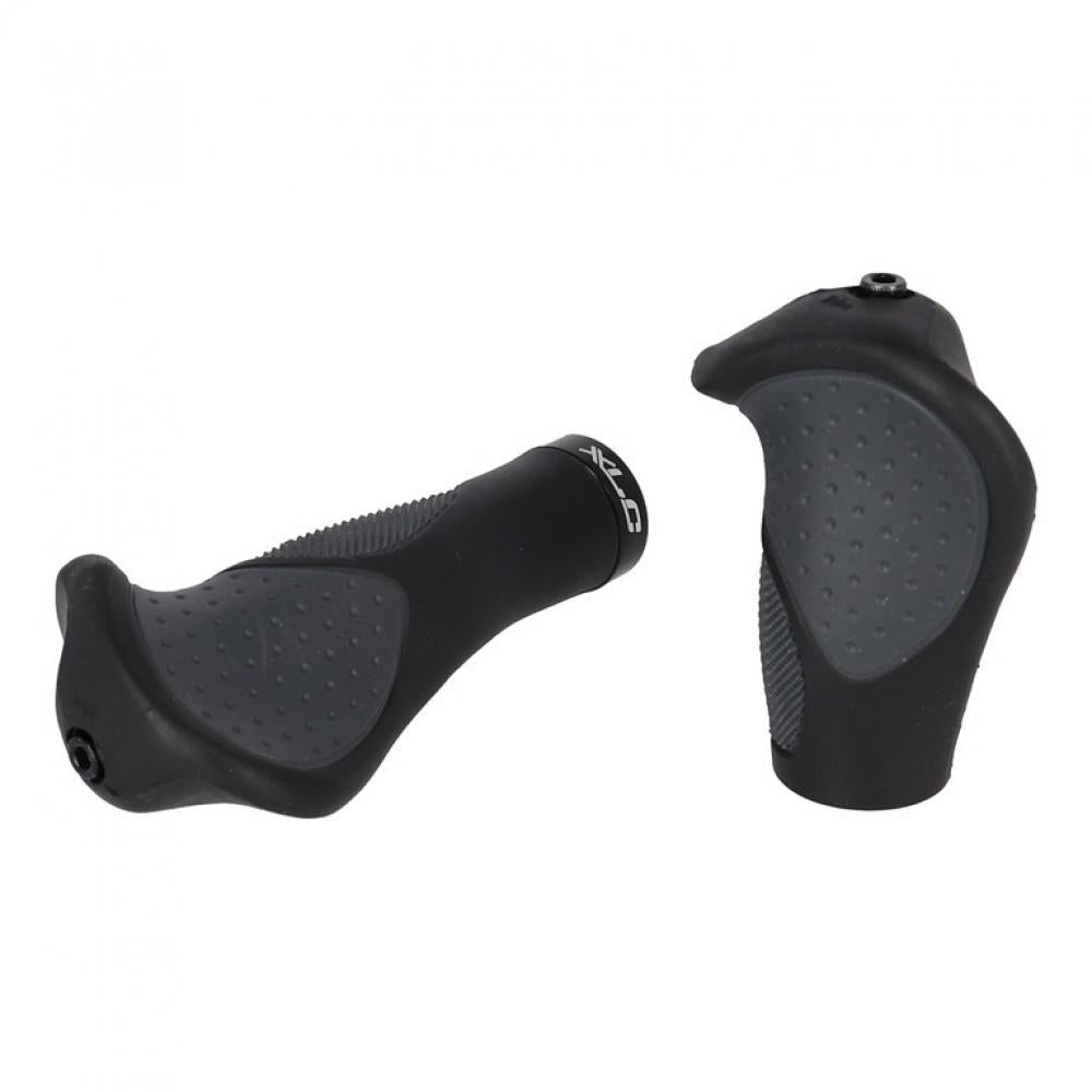 Zwei XLC Ergonomic GR-S22 Fahrradgriffe in schwarz/grau, 135/92mm.