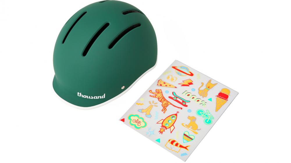 Thousand JR Kinderfahrradhelm Going Green XS 49-53 cm - leichter sicherer Fahrradhelm mit Dial-Fit System, Belüftung und abnehmbarem Visier