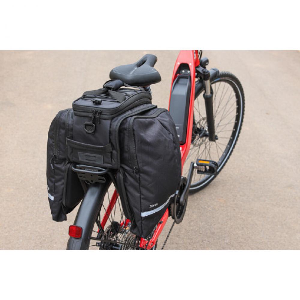Zefal Z Traveler 80 Gepäckträgertasche schwarz, erweiterbar, mit Seitentaschen am E-Bike.