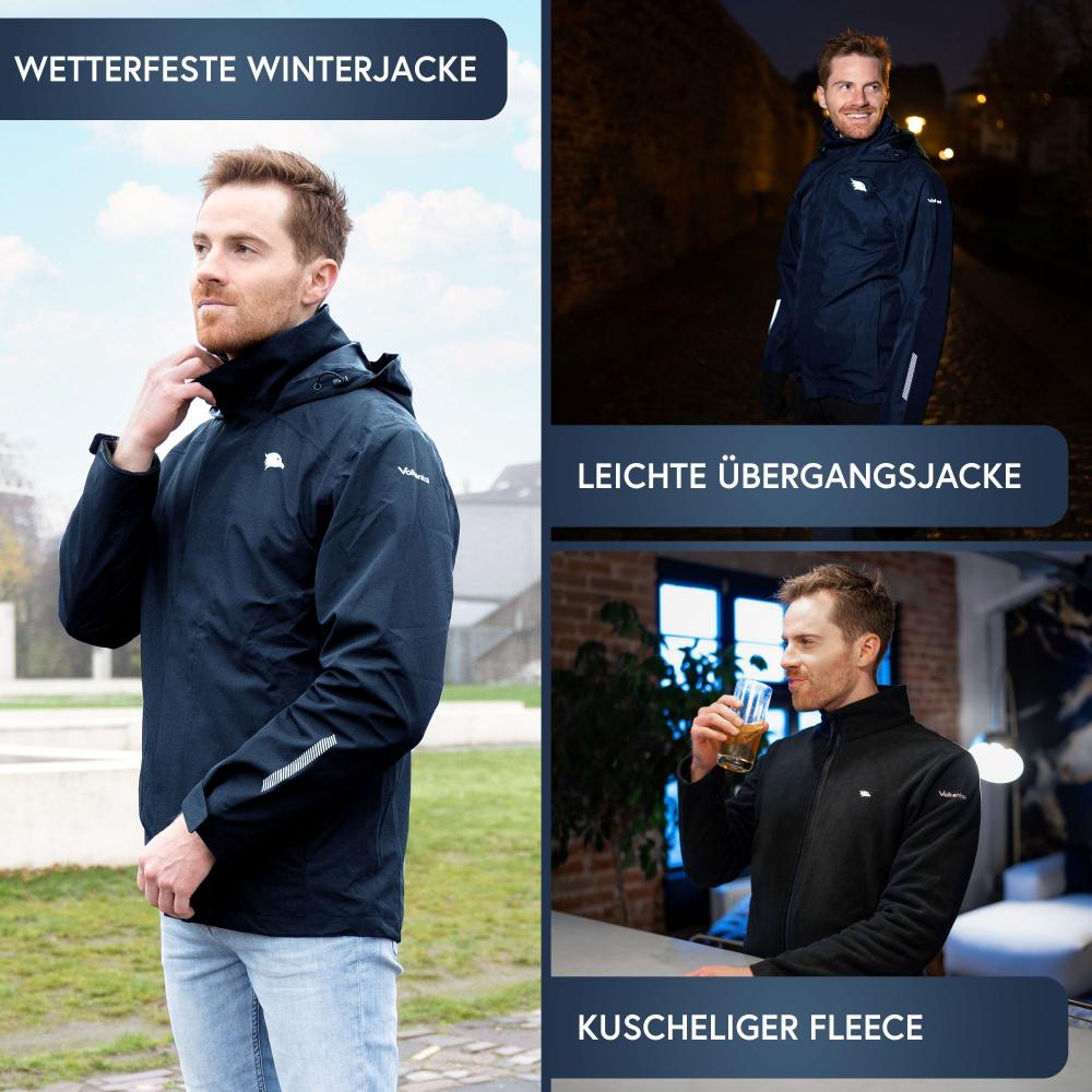 Valkental Jacke 3in1 Smart Jacket wasserdichte Jacke mit Fleece Zipp-In Herren L dunkelblau