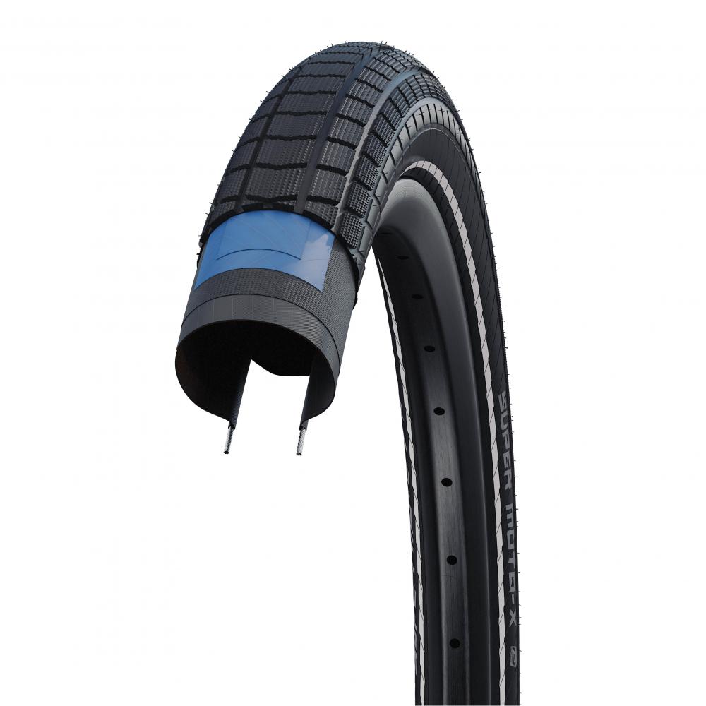 Schwalbe Super Moto-X Reifen 20x2.80" (70-406) schwarz mit GreenGuard Pannenschutz und Reflex. E-50 Drahtreifen.