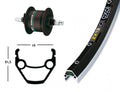 Bike-Parts Laufrad|Vorderrad 28x1.75 Zoll Nabendynamo DH-C3000 schwarz Festachse 36-Loch Exal ZX 19 schwarz|silber Nirosta-Speichen schwarz