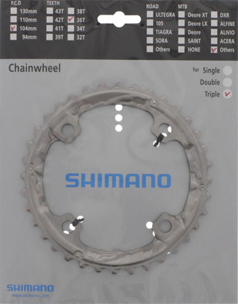 SHIMANO Kettenblatt FC-T551 36 Zähne (AL) - effiziente Kraftübertragung für Trekking- und City-Bikes