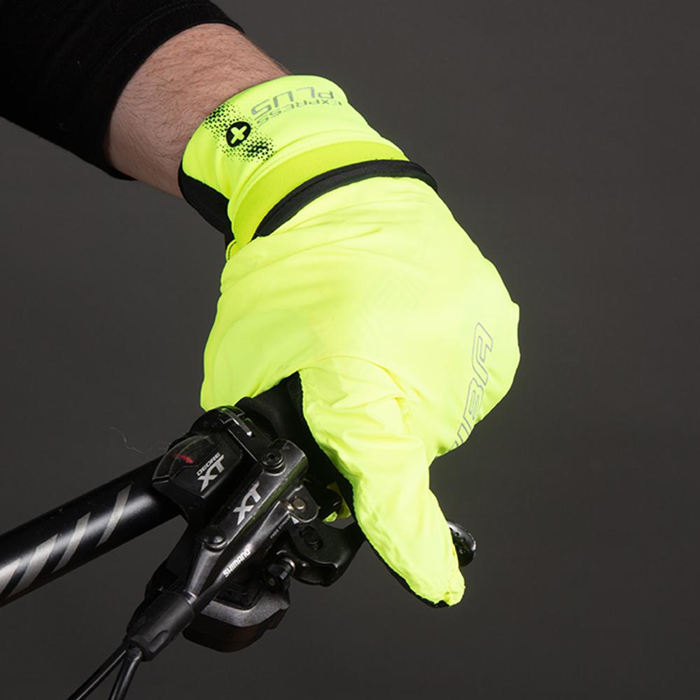 CHIBA Express+ - Radhandschuhe neongelb XL mit Regenüberzug und Gelpolster