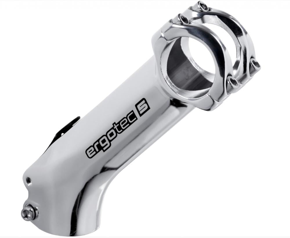 Ergotec High Charisma Ahead-Vorbau 31,8 mm, 110 mm Auslage, Winkel 45°, Safety Level 5 - Aluminium 6061-T6 silber poliert