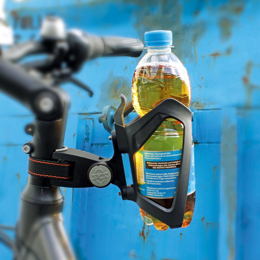 SKS Flaschenhalter-Adapter mit Quick-Release-Befestigung - einstellbarem Gurt und Winkelverstellung für flexible Montage an Sattelstütze Vorbau oder Rahmen