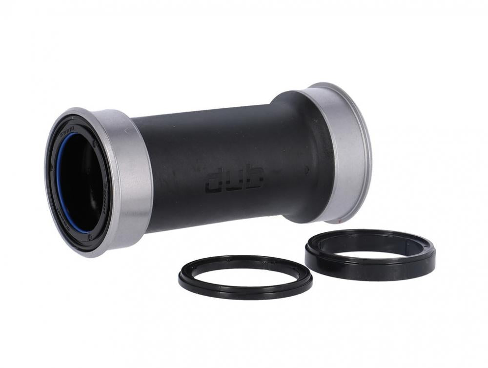 SRAM DUB Pressfit Road Wide 86,5mm Stahl Innenlager mit Spacern auf weißem Hintergrund für effiziente Kraftübertragung.