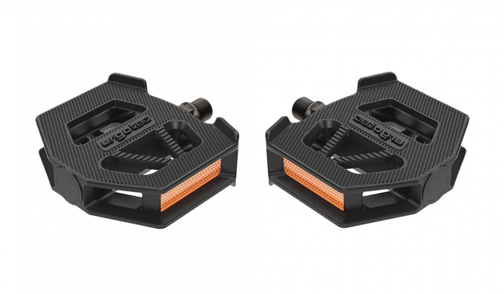 ergotec Pedal EP-K Pedale - Kunststoff schwarz 82x75mm 9/16 Gleitlager Reflektoren mit Führungsschienen ideal für Kinderräder rutschfest