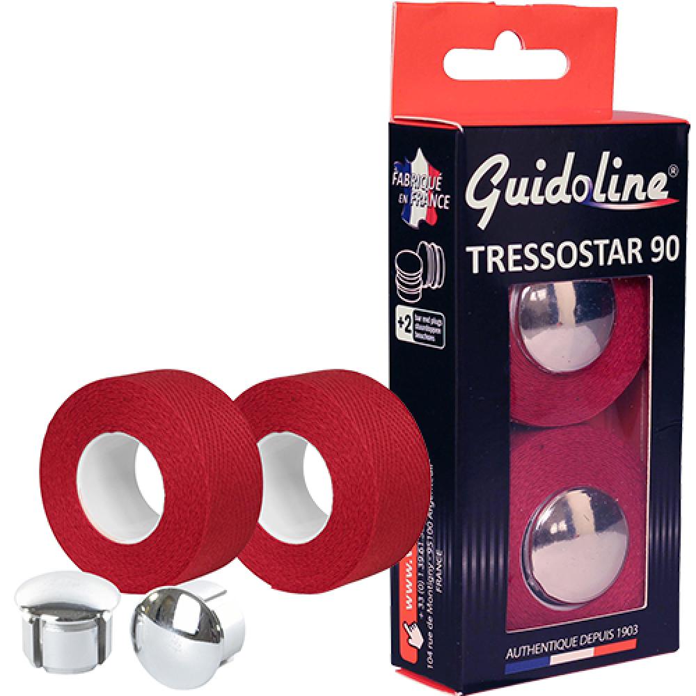 Velox TRESSOSTAR 90 feuerrotes Baumwoll-Lenkerband mit Stopfen und Karton für Fahrräder.