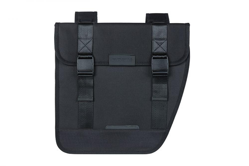 Basil Doppeltasche Tour schwarz 28 Liter, robuste Fahrradtasche für den Gepäckträger, 34x14x33 cm.