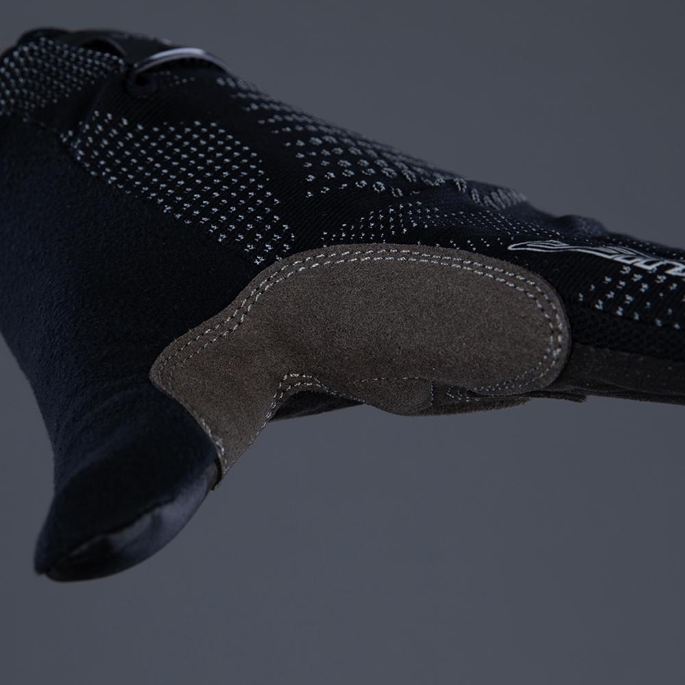 CHIBA Gel Performer Radhandschuhe schwarz, Handfläche mit grauem Gelpolster und weißen Punkten