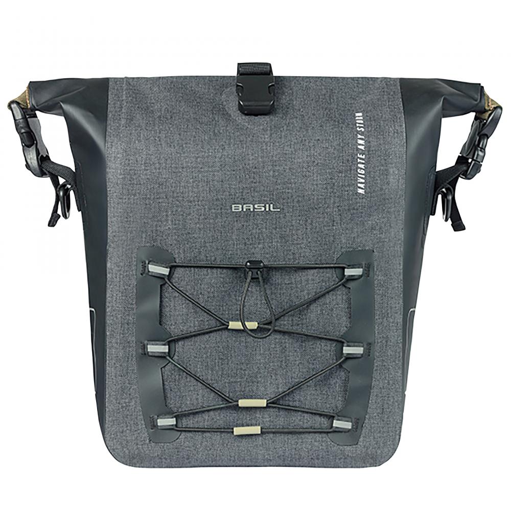 Basil Navigator Storm MIK Hooks 12?13 Liter - wasserdichte Single-Gepäckträgertasche mit Rolltop - Kompression & Schultergurt - Gepäckträgertasche - Fahrradtasche