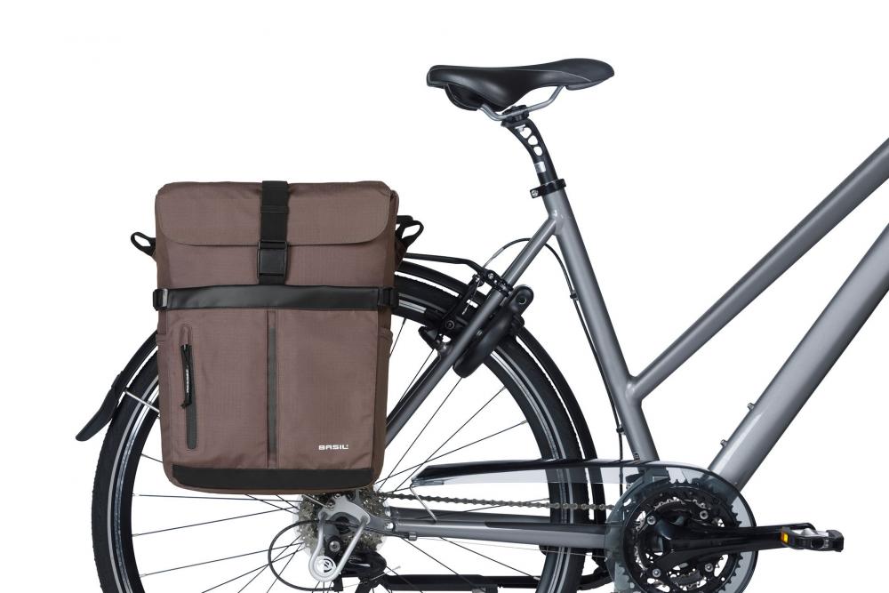 Basil Move MIK Studs Einzeltasche 15 Liter Braun - Wasserabweisende Fahrradtasche mit MIK-Befestigungssystem