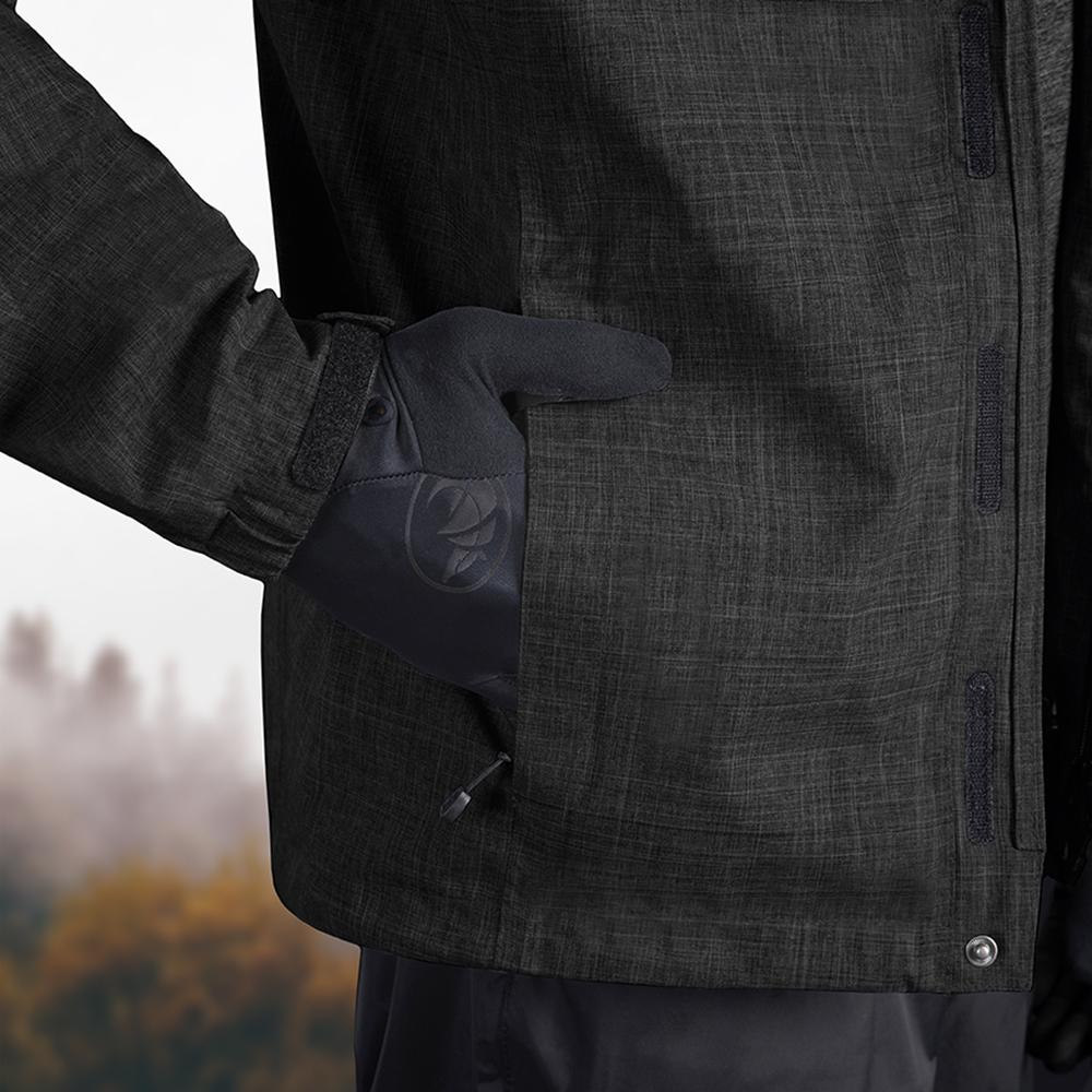 CHIBA Rainjacket Herren - wasserdicht, winddicht, atmungsaktiv, reflektierend, schwarz, Größe S
