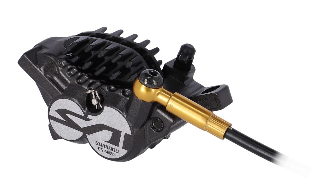 Shimano SAINT BR-M820 hydraulische Scheibenbremse HR. Detailansicht des Bremssattels.