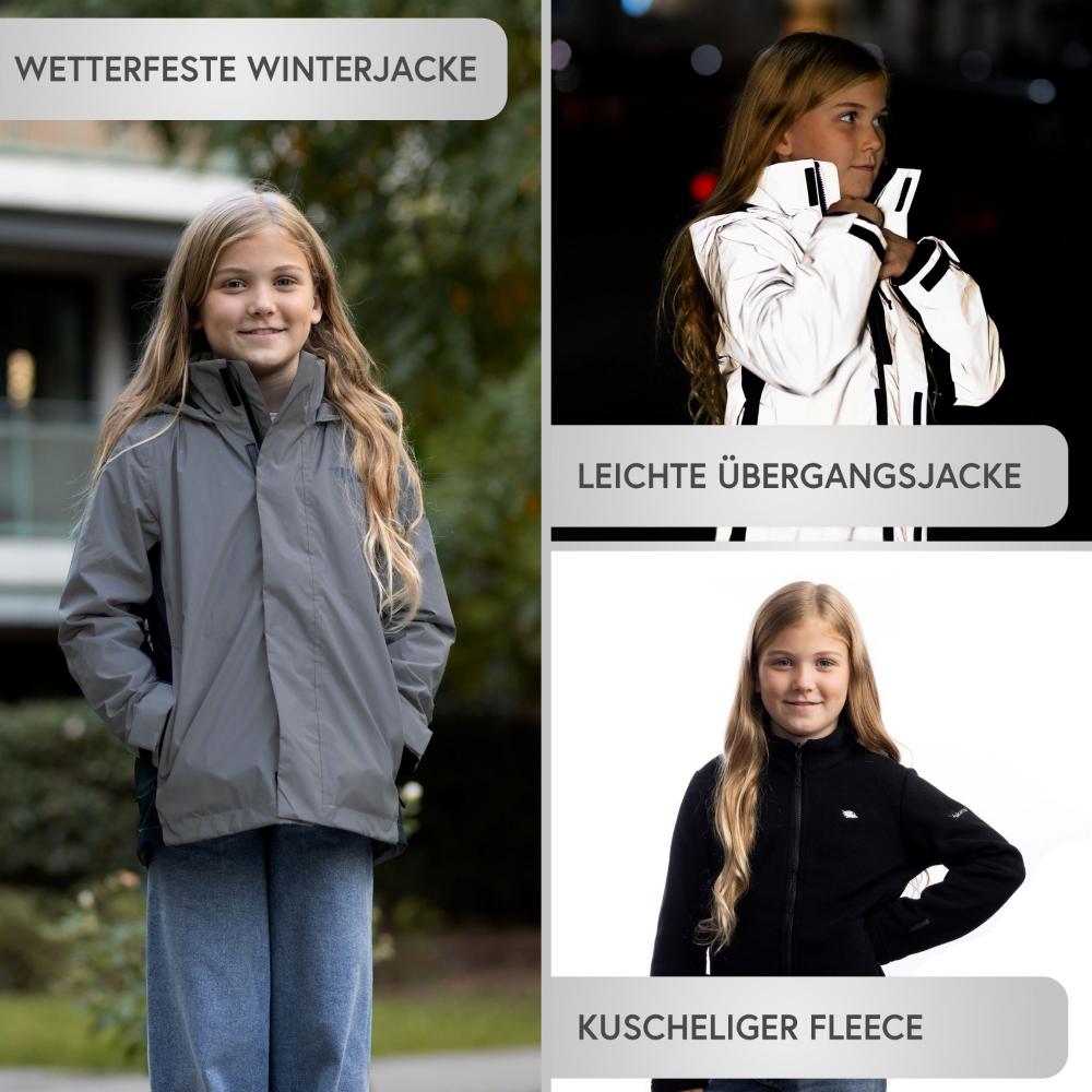 Valkental Kinderjacke 3in1 mit Fleece Zipp-In 104-110 grau