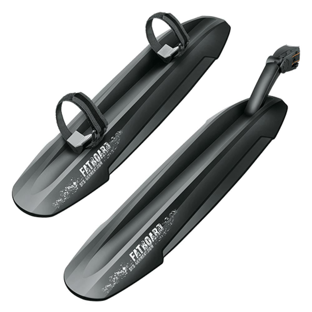 SKS Schutzblechset Fat Board Schwarz - Robuste MTB Steckschutzbleche für Fatbikes, vorne & hinten, einfache Montage, optimaler Spritzschutz