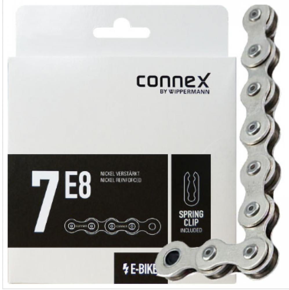 Connex 7E8 E-Bike-Fahrradkette 1-fach 136 Glieder Silber - verstärkt für Nabenschaltung