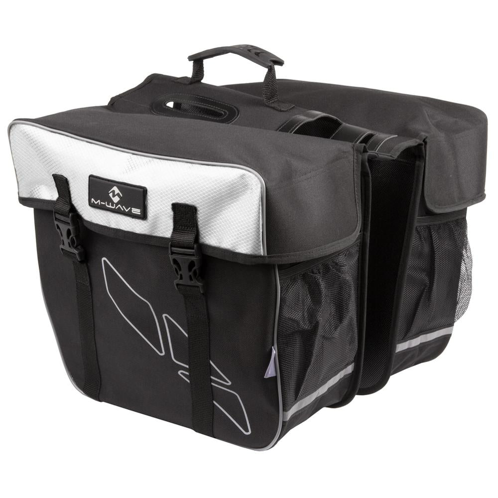 M-Wave Amsterdam Double - Gepäckträgertasche doppelt, robustes Polyester 600D, großes Stauraumvolumen, wetterfestes Material, stabile Befestigung am Gepäckträger, ideal für Alltag und Touren