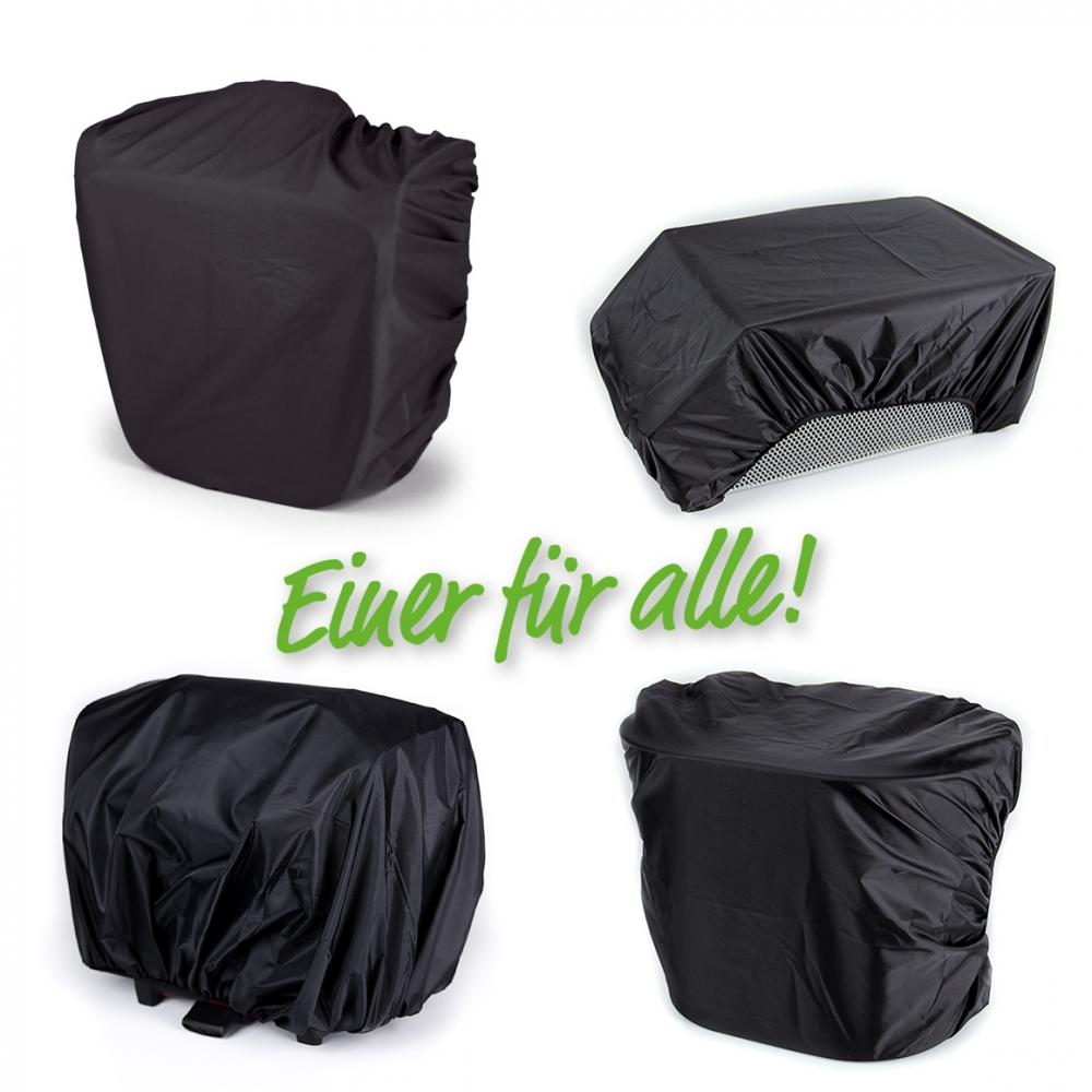Haberland Überzug für Einzeltaschen, Körbe und Gepäckträgertaschen schwarz - zuverlässiger Regenschutz