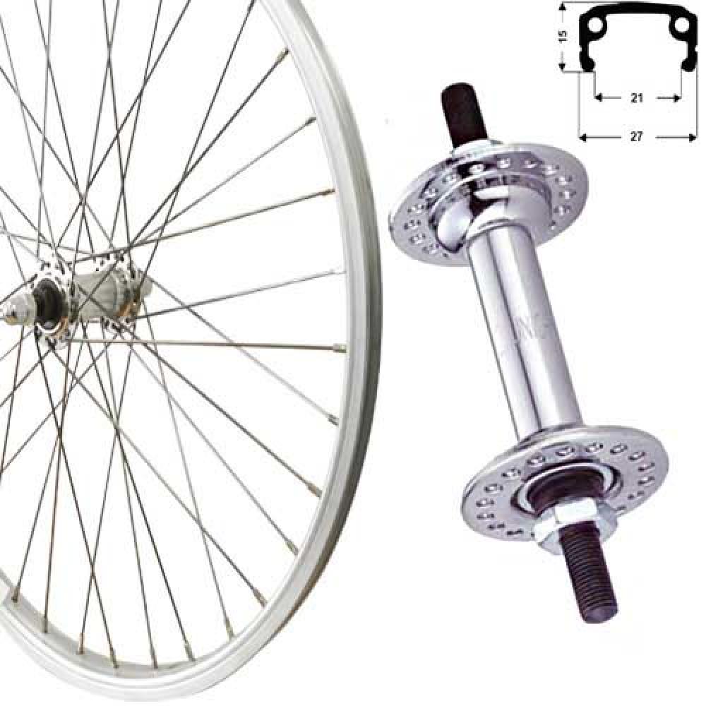 Roland Laufrad Vorderrad 12\" 1/2x1,75 Zoll 203-19 Stahl silber Festachse 16-Loch Alu-Kastenfelge silber matt Zinkspeichen