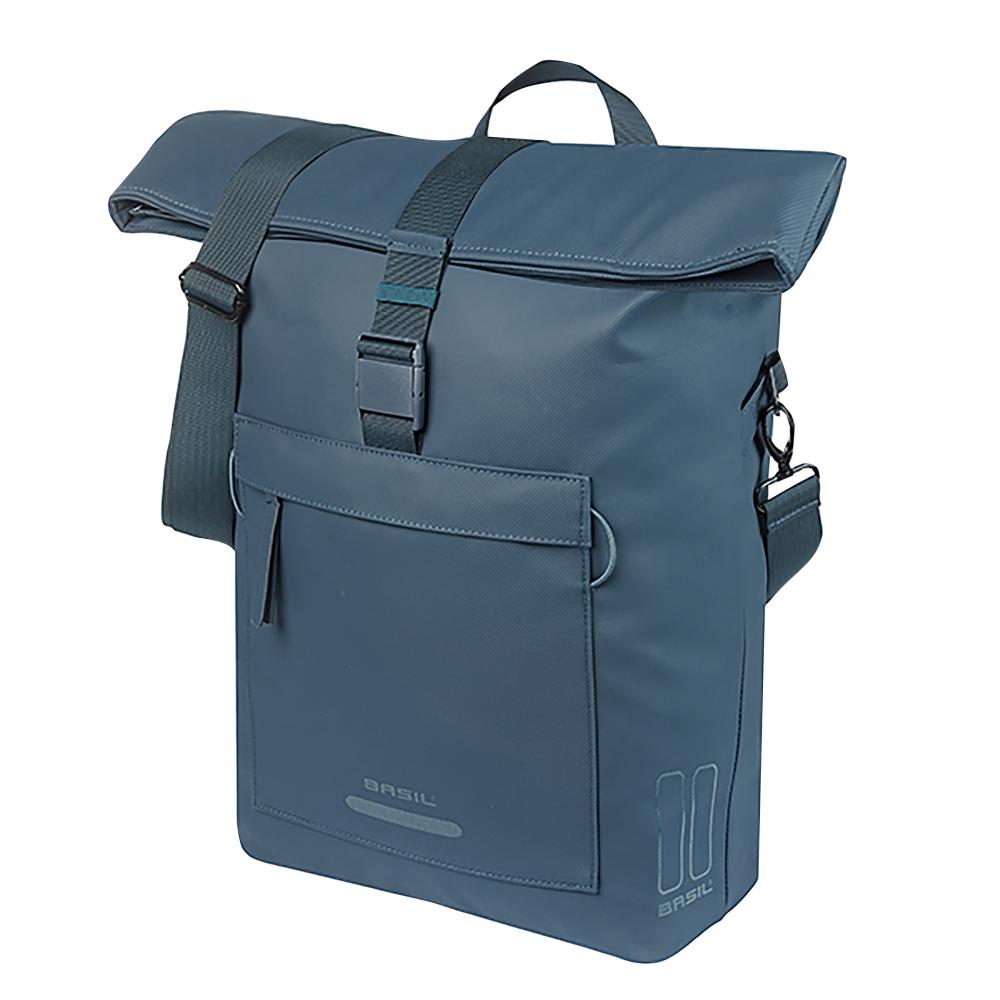 Basil Brooklyn MIK Hooks 17 Liter recycelte PET wasserdichte Schulter-/Fahrradtasche mit 16 Zoll Laptopfach & Helmbefestigung