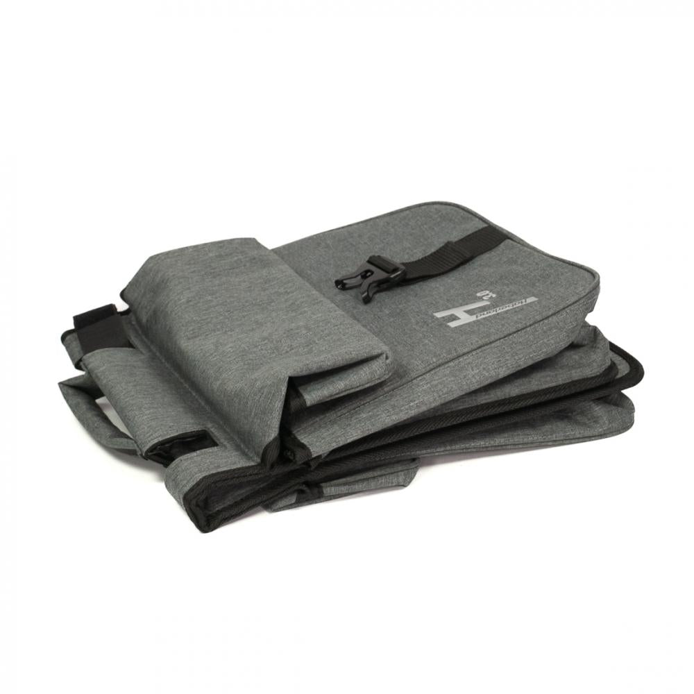 Haberland Doppeltasche 31l Basic L 3.0 grau gefaltet, flexible Fahrradtasche für Alltag und Tour.