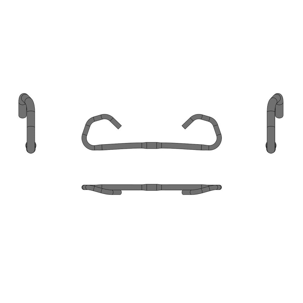 Ergotec Hornbar Comfort Multifunktionslenker 3 Griffpositionen. Schwarzer Aluminium-Lenker in Einzelteilen.
