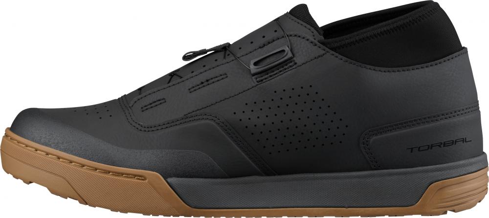 SHIMANO GF800 Herren/Damen MTB Flatpedal Fahrradschuhe in Schwarz/Braun mit Boa-Verschluss.