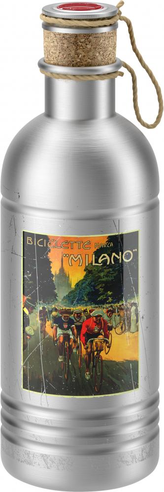 ELITE Trinkflasche Vintage Biciclette Milano 600 - Retro-Aluflasche mit Korkverschluss