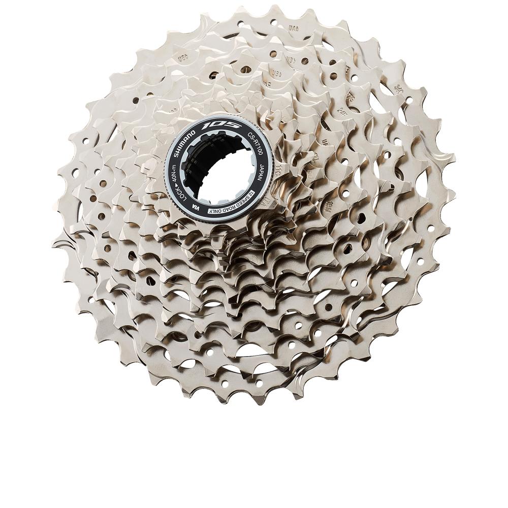 Shimano 105 CS-R7101 Hyperglide 12-fach Kassette, 11-34 Zähne, silber, kompatibel mit 12-fach und Rennrad 11-fach Freehub.