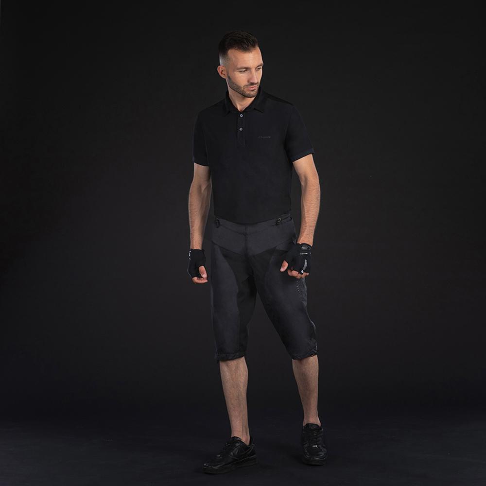 CHIBA Regenhose kurz - wasserdicht, winddicht, atmungsaktiv, Reflektoren, schwarz, S