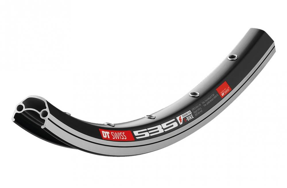 DT Swiss Felge 535 26" 32 Loch Schwarz, extrastabile E-Bike-Felge für hohe Belastung.