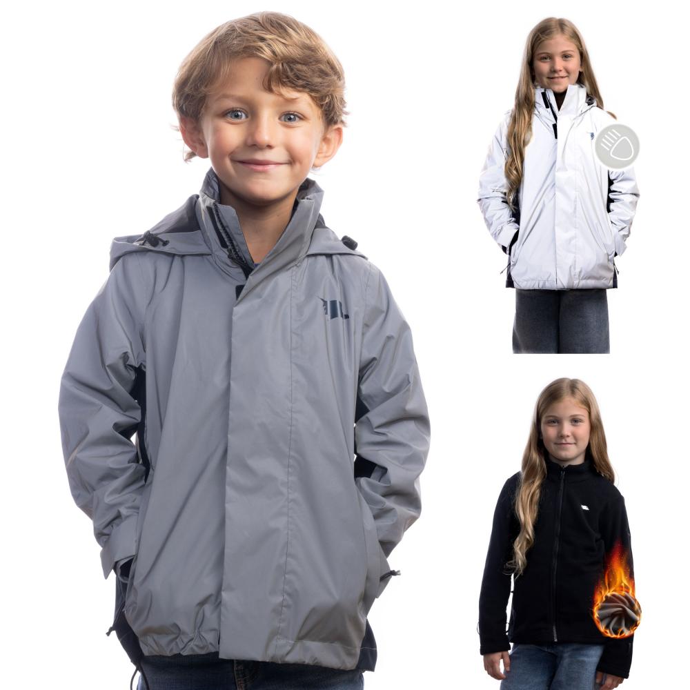 Valkental Kinderjacke 3in1 mit Fleece Zipp-In 140-146 grau