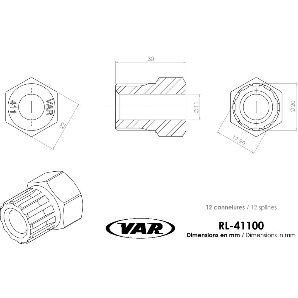 VAR VAR Kassetten/Zahnkränze Freilaufkörperabzieher RL-41100 für Shimano Tiger und Falcon Freilaufkörper