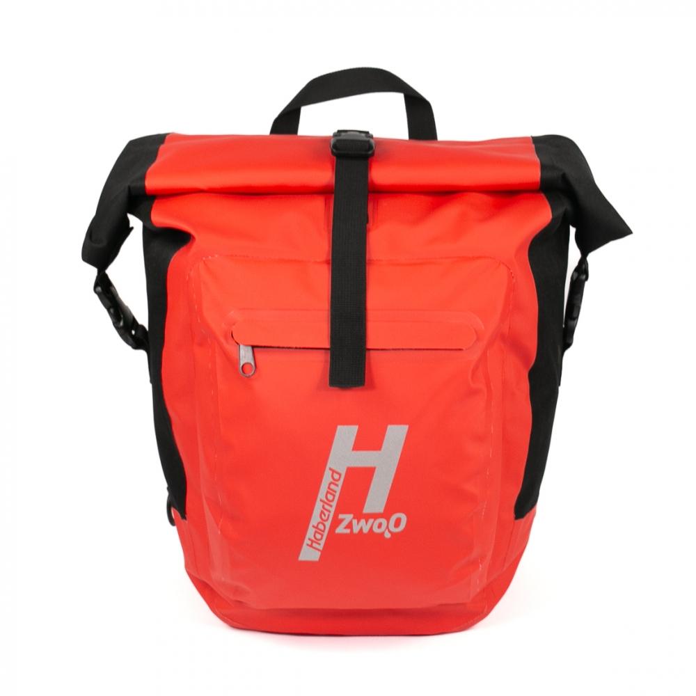 Haberland Bike-Rucksack H2O schwarz/rot - wasserdichte Gepäckträgertasche mit Tragesystem