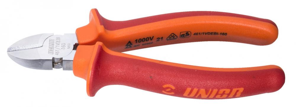 Unior Diagonal-Seitenschneider 461-1VDEBI 18mm, VDE-isoliert bis 1000V, mit rot-orangen Griffen.