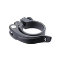 Schwarze BBB Cycling SmoothLever Sattelklemme 34.9mm für schnelle, werkzeuglose Sattelverstellung.