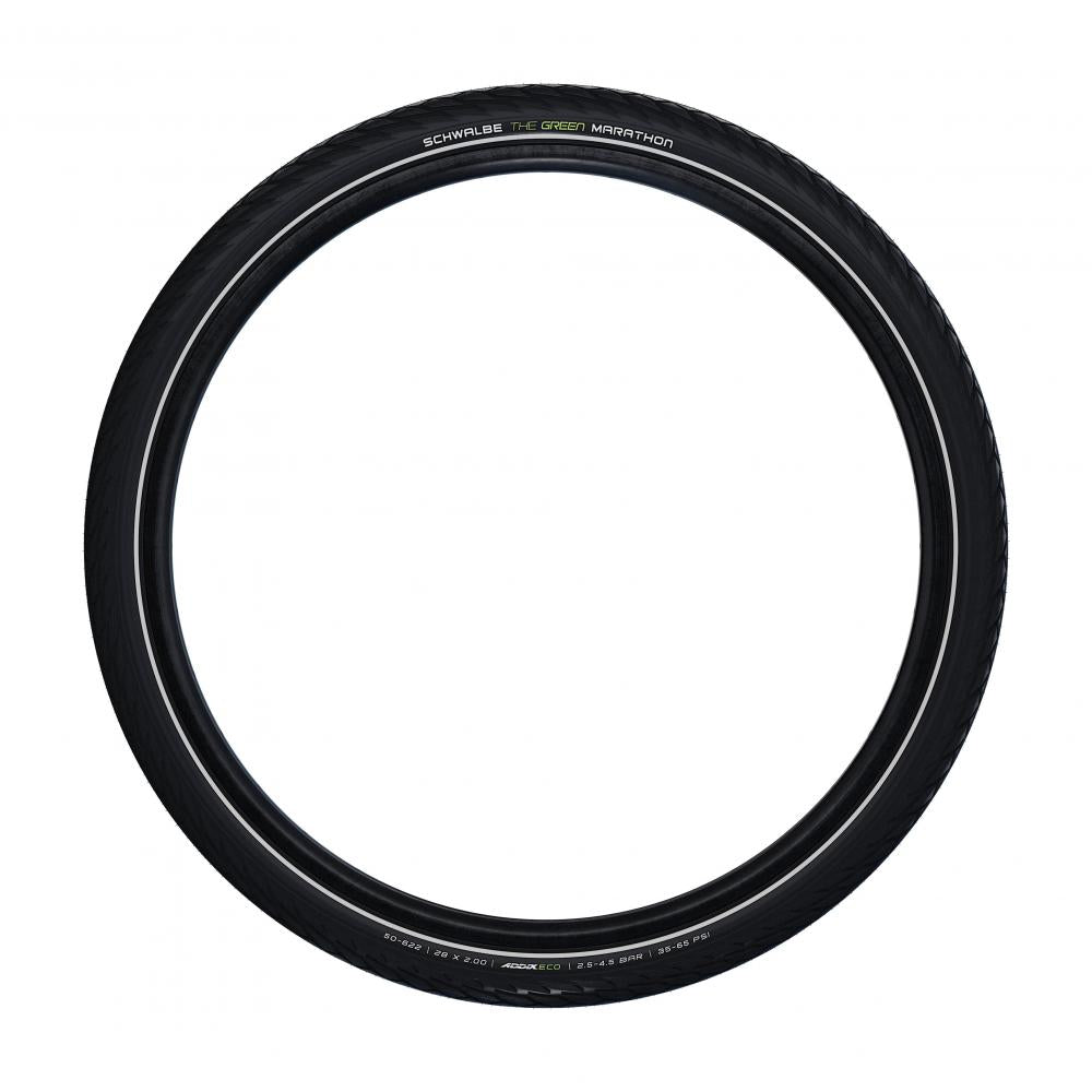 Schwalbe Marathon Performance Line GreenGuard 27,5x1,7 Zoll City/E-Bike-Reifen, schwarz, pannensicher mit Reflexstreifen.