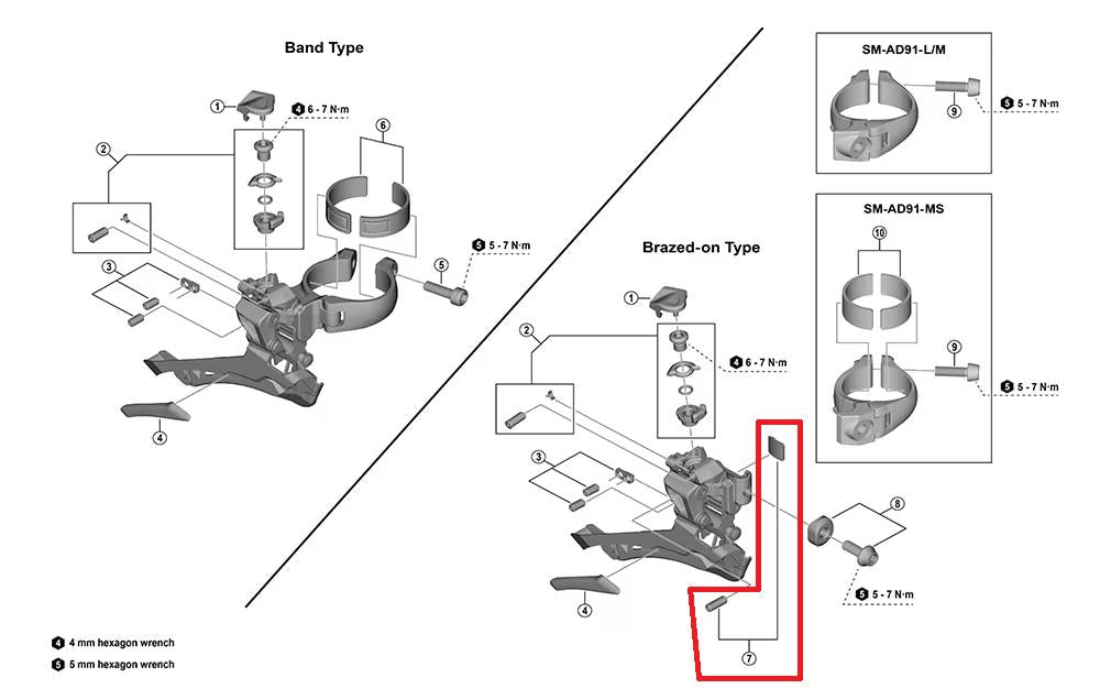 SHIMANO Stützschraube für FD-U6030-F, mit Platte - klein & präzise für exakte Umwerfer-Einstellung