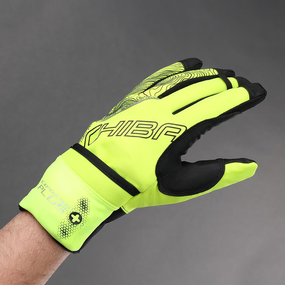 CHIBA Express+ - Radhandschuhe neongelb XL mit Regenüberzug und Gelpolster