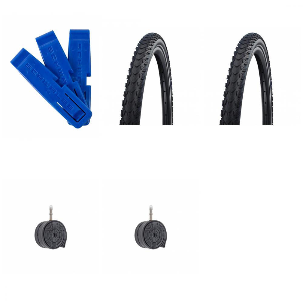 Schwalbe MARATHON PLUS TOUR 26x2.00" 50-559 E-25 + 2x AV13 Schlauch + Reifenheber