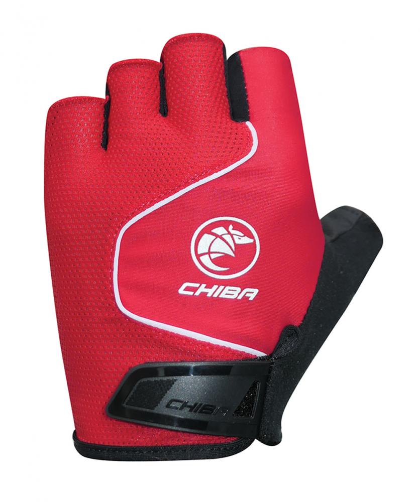 CHIBA Cool Air - Radhandschuhe kurzfinger, rot, M, atmungsaktiv mit Gelpolsterung